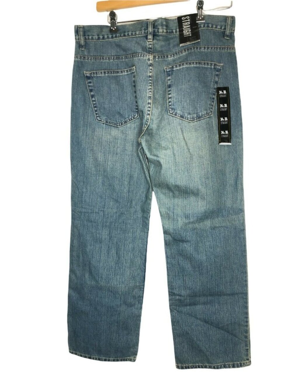 Old Navy Jeans Straight Leg Mens 34x30 Distressed NWT Medium Wash Pants Trousers